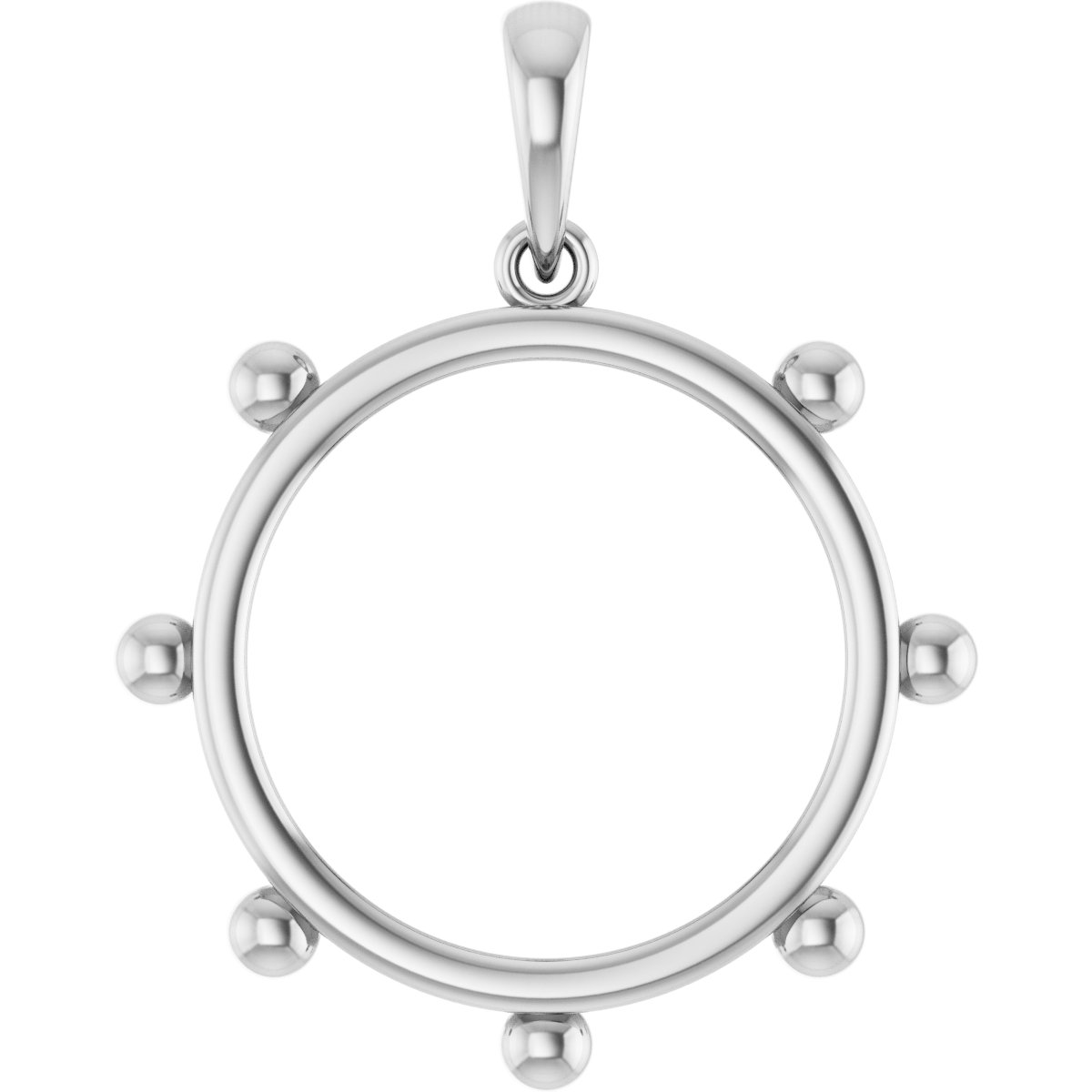 16.4x1.1 mm Beaded Tab Back Coin Frame Necklace or Pendant