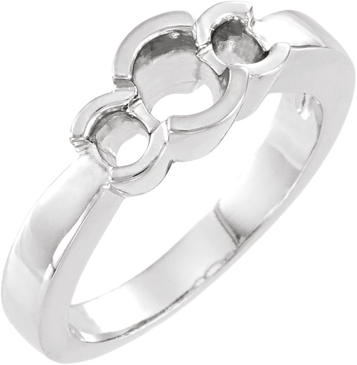 Half-Bezel Three-Stone Engagement Ring or Band