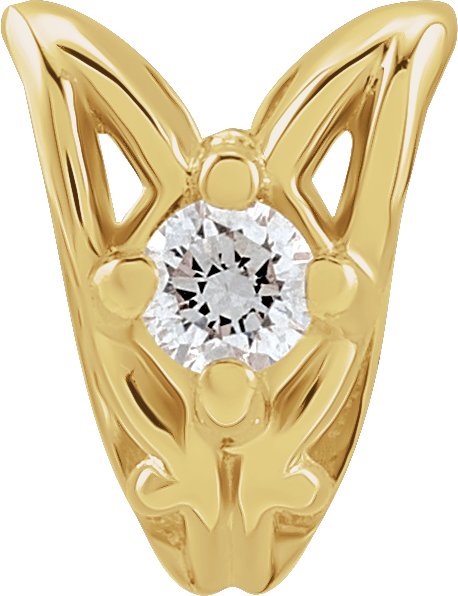 14K Жълто злато .01 CT Natural Диамант Scroll Rabbit Ear Bail