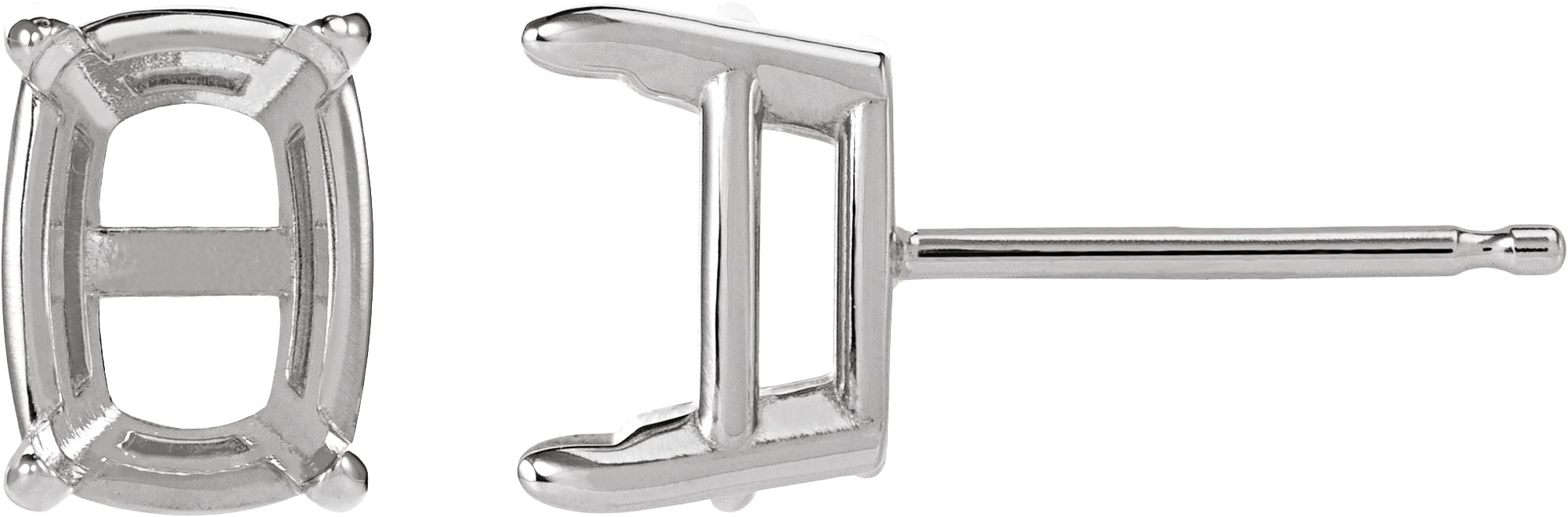 Elongated Cushion 4-Prong Stud Earrings
