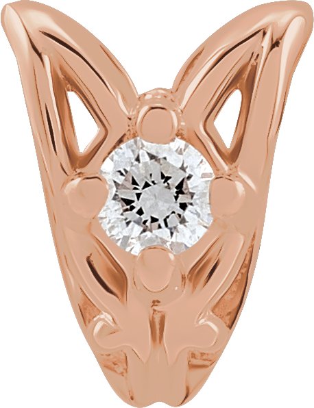 14K Розово злато .025 CT Natural Диамант Scroll Rabbit Ear Bail
