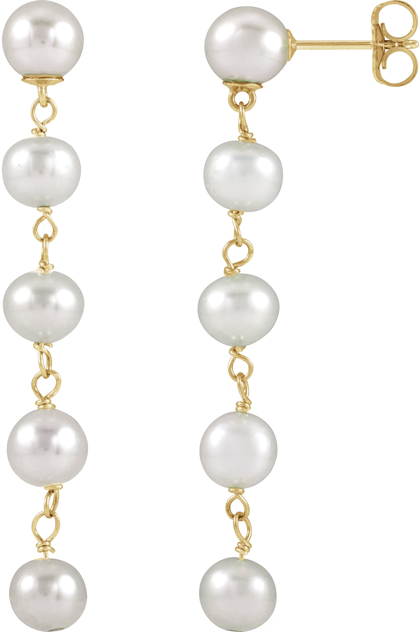 Cultured Freshwater Pearl Dangle Earrings – 14K Yellow Gold