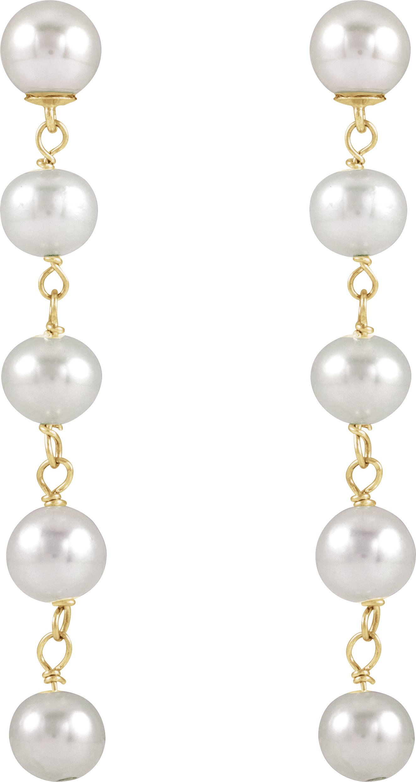 Alternative view of Cultured Freshwater Pearl Dangle Earrings – 14K Yellow Gold