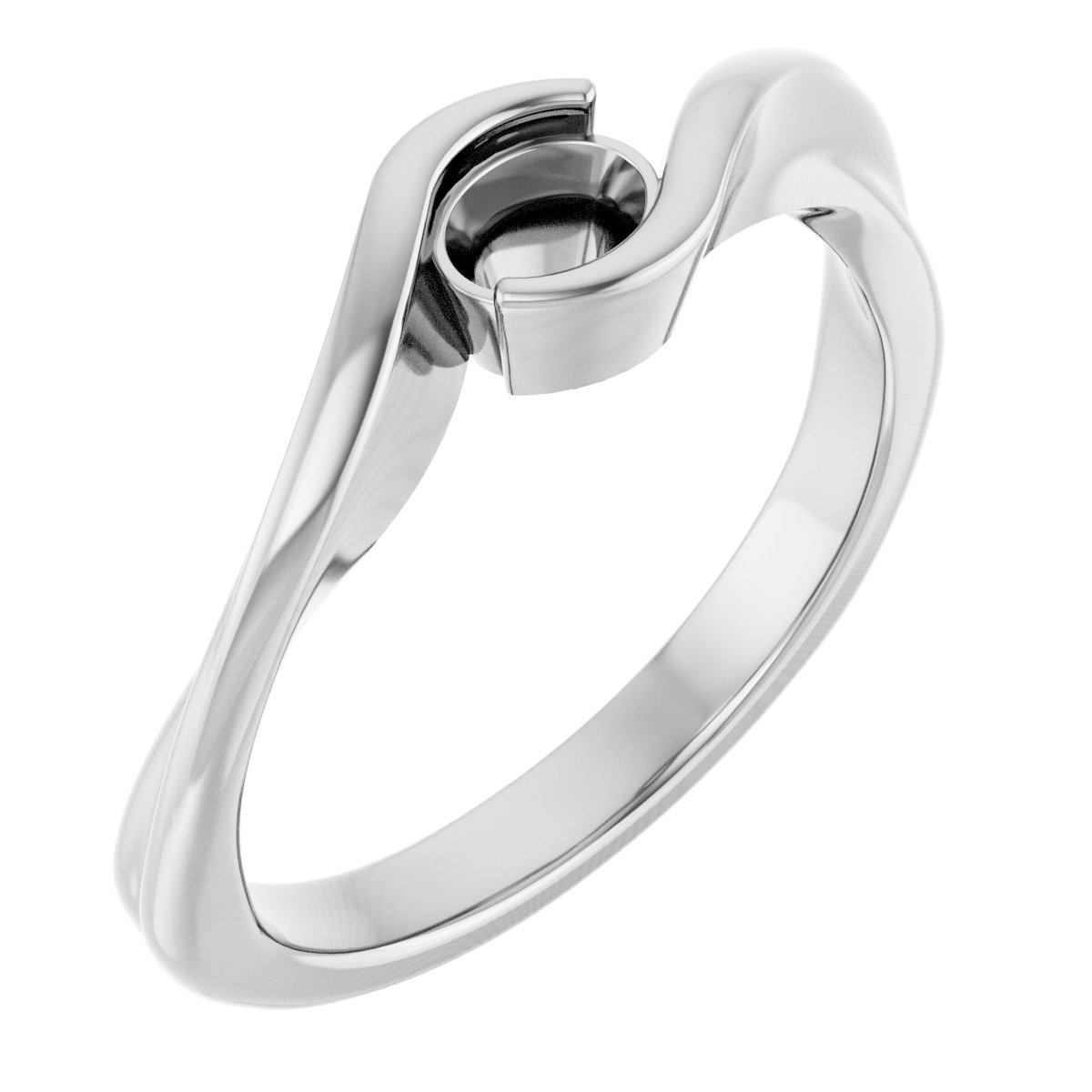 Half-Bezel Solitaire Bypass Ring