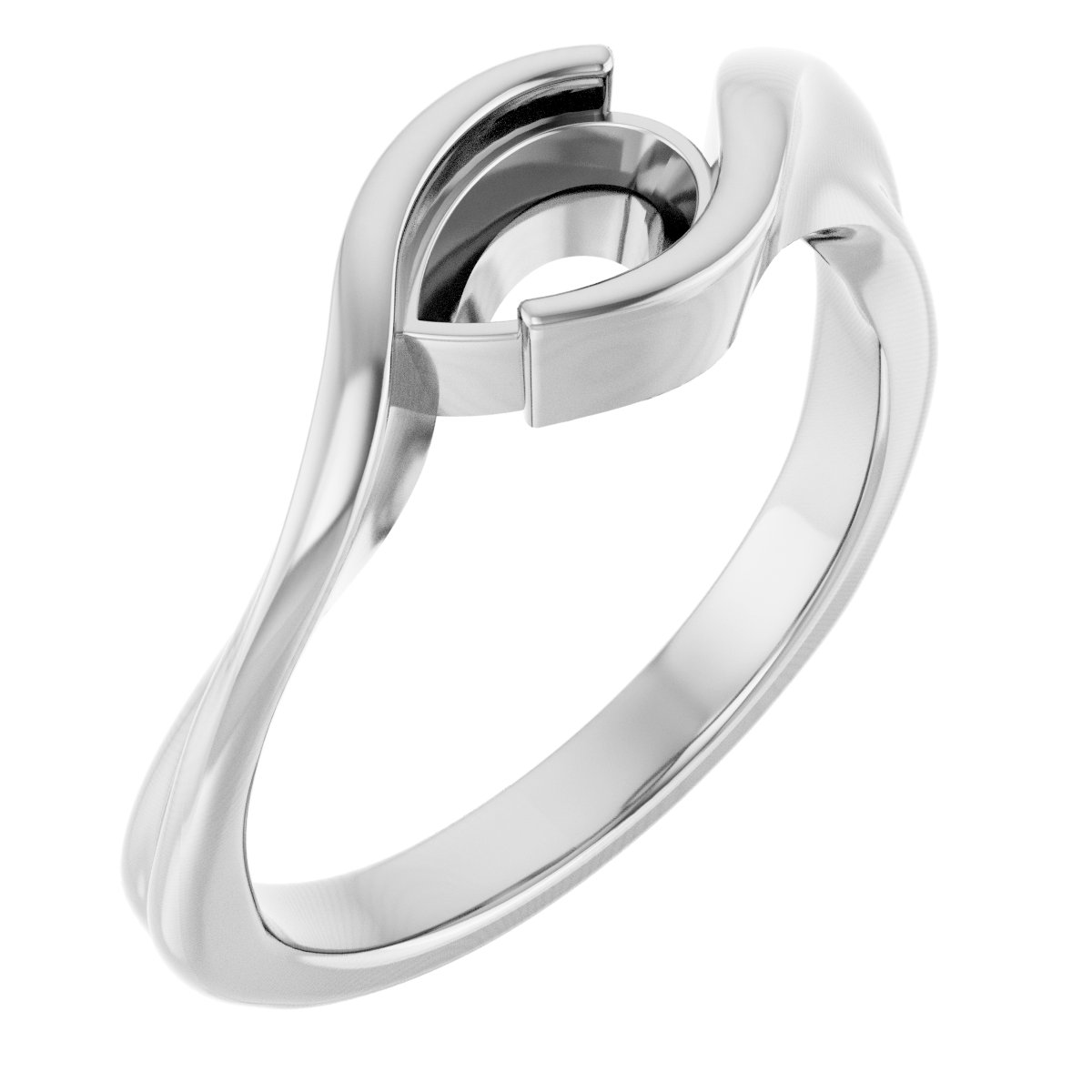 Half-Bezel Solitaire Bypass Ring