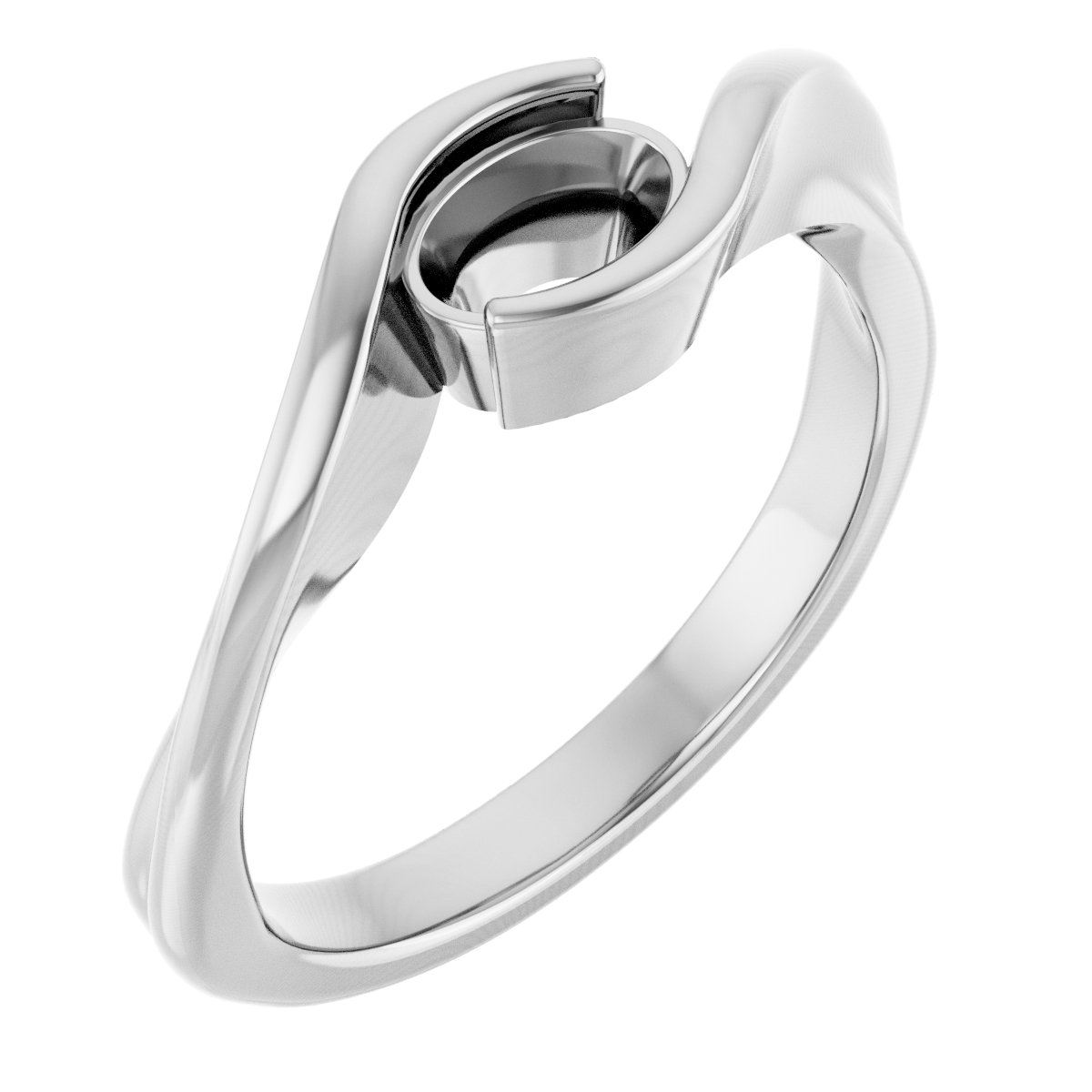 Half-Bezel Solitaire Bypass Ring