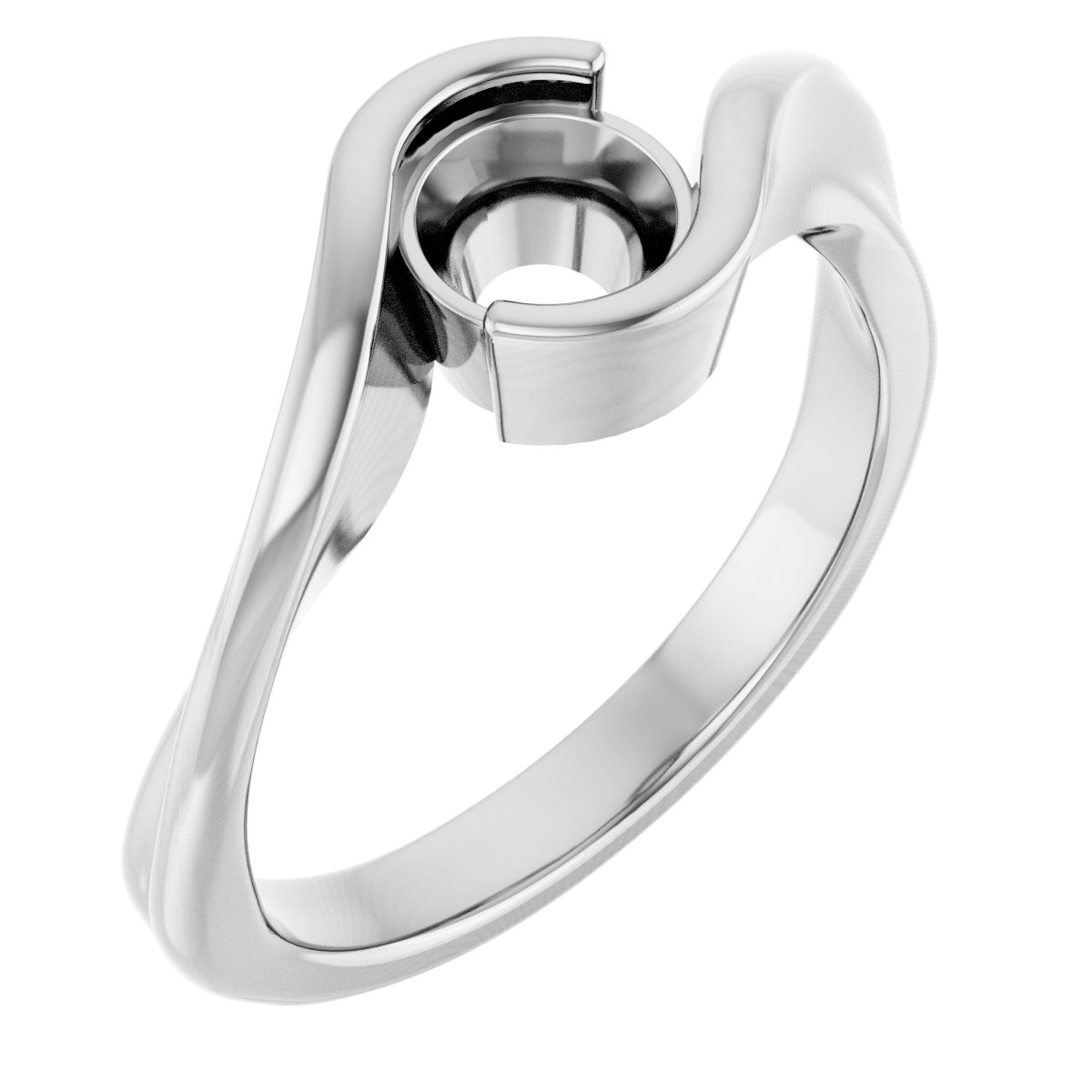 Half-Bezel Solitaire Bypass Ring
