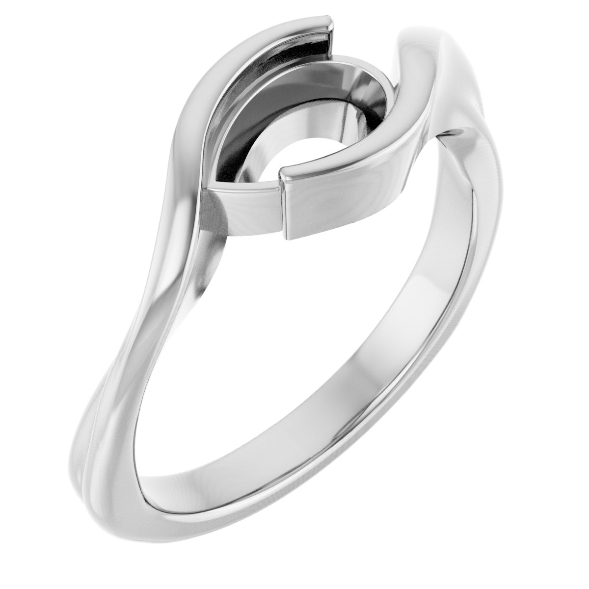 Half-Bezel Solitaire Bypass Ring