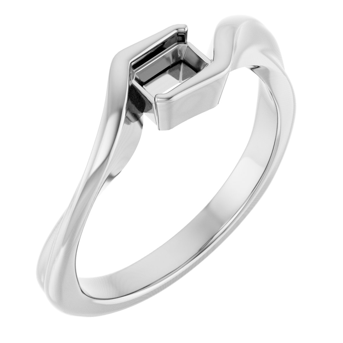 Half-Bezel Solitaire Bypass Ring