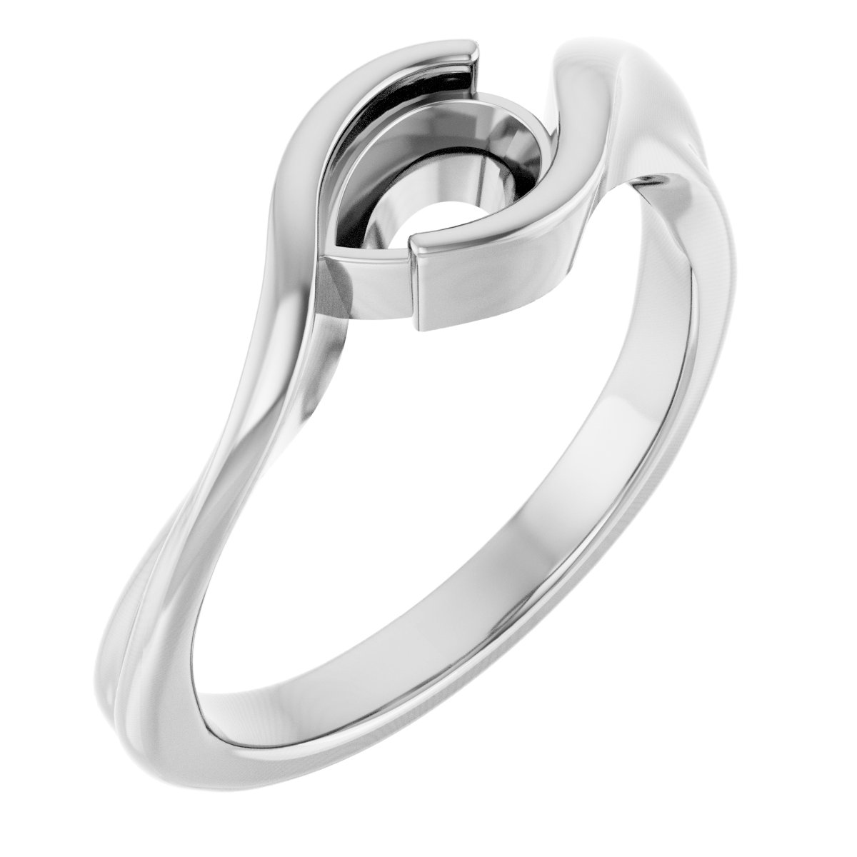 Half-Bezel Solitaire Bypass Ring
