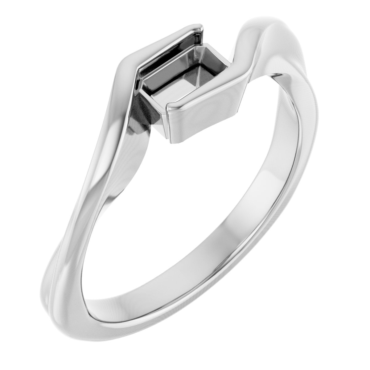Half-Bezel Solitaire Bypass Ring