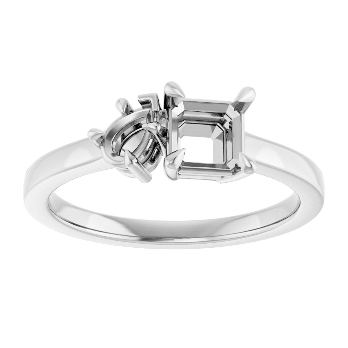 5x5 mm Heart Engagement Ring Mounting view 3