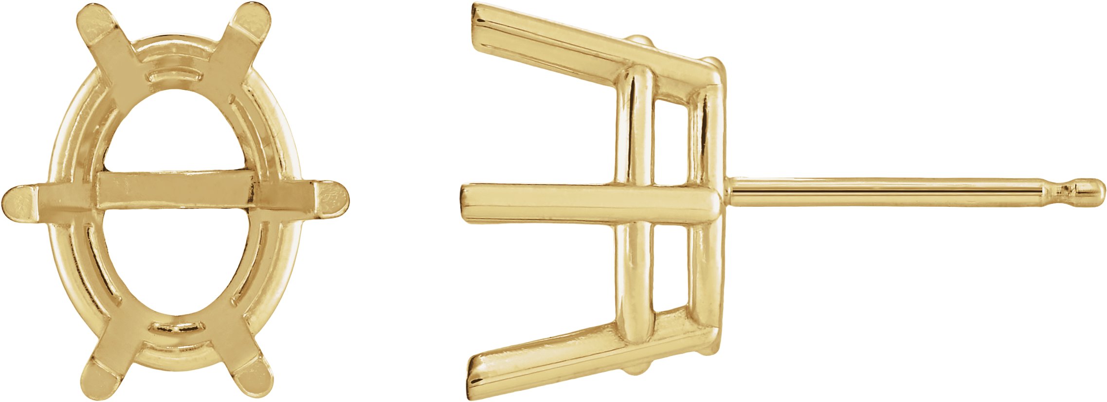 Oval 6-Prong Stud Earrings