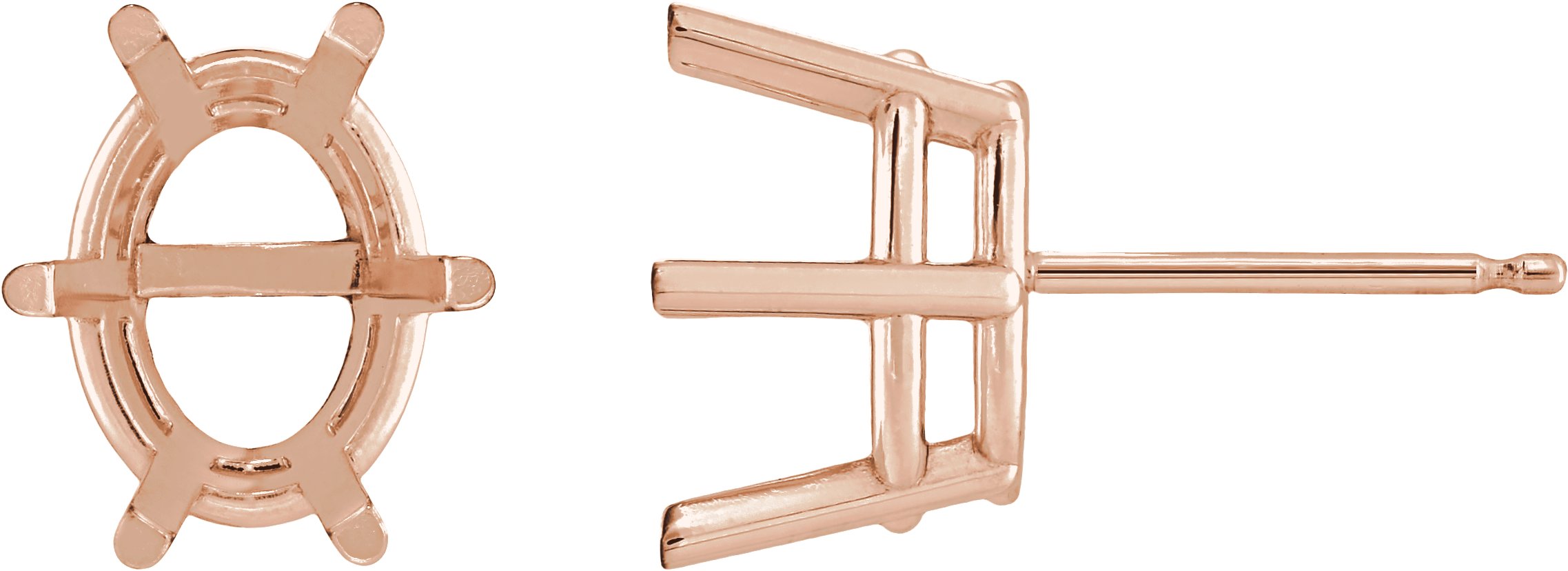 Oval 6-Prong Stud Earrings