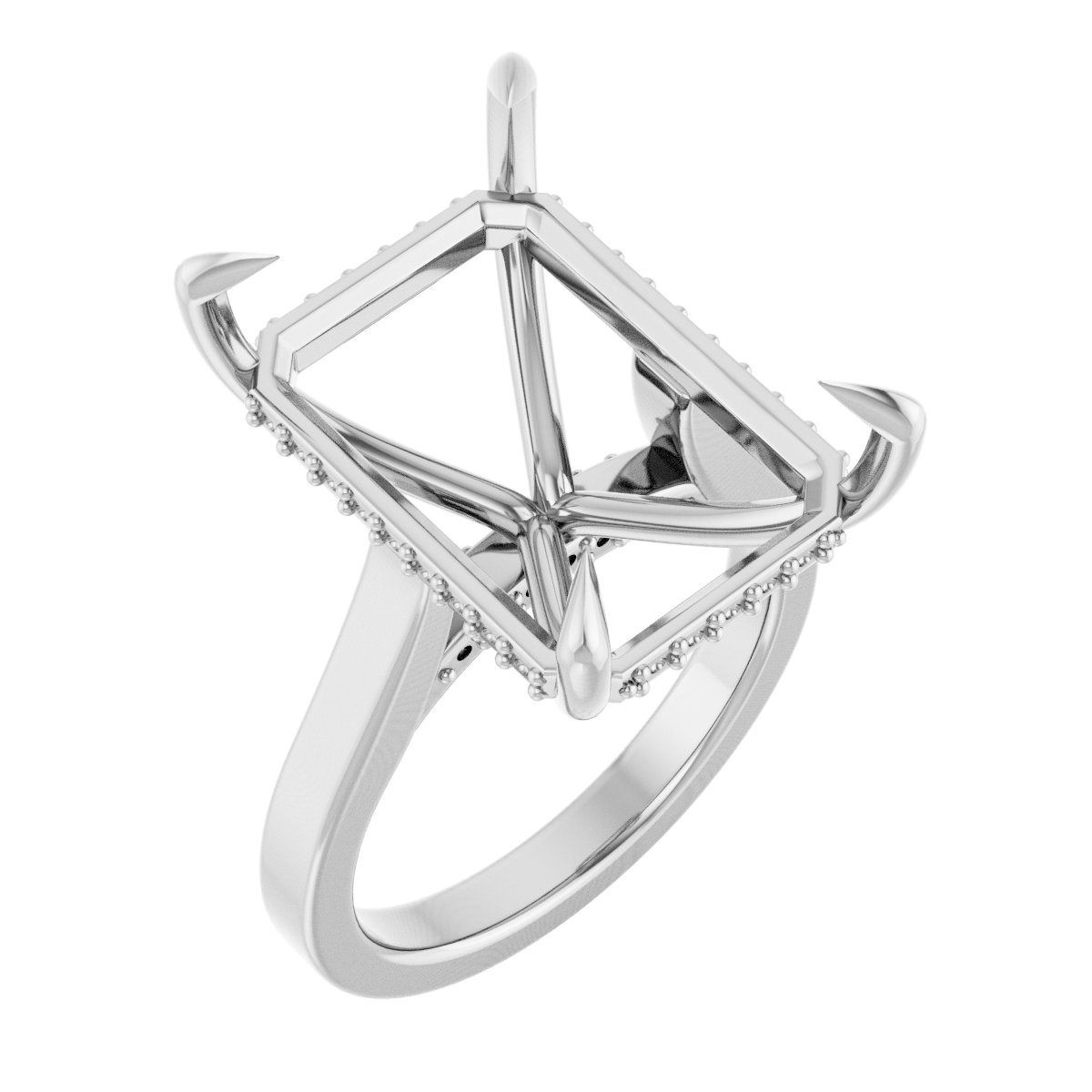 Claw-Prong Hidden Halo-Style Engagement Ring