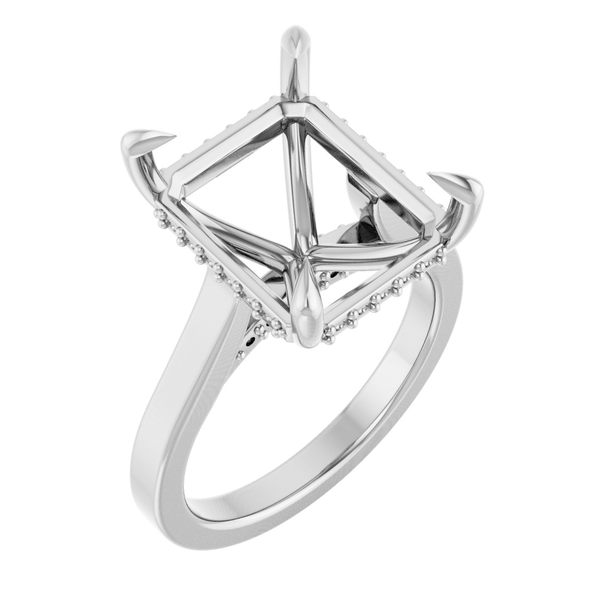 Claw-Prong Hidden Halo-Style Engagement Ring