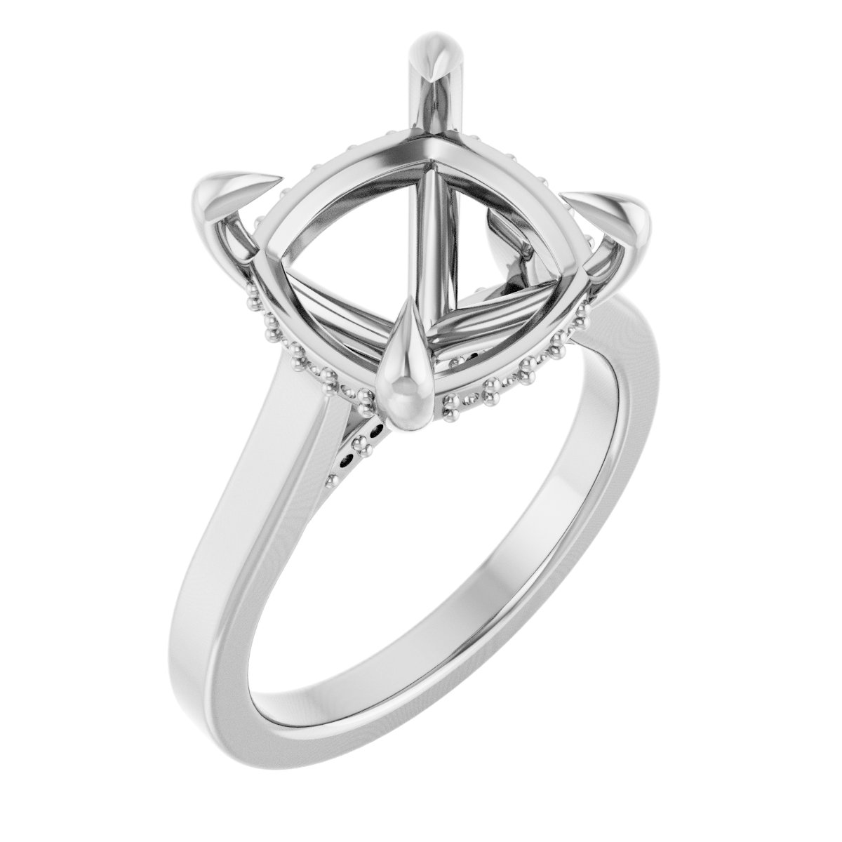 Claw-Prong Hidden Halo-Style Engagement Ring
