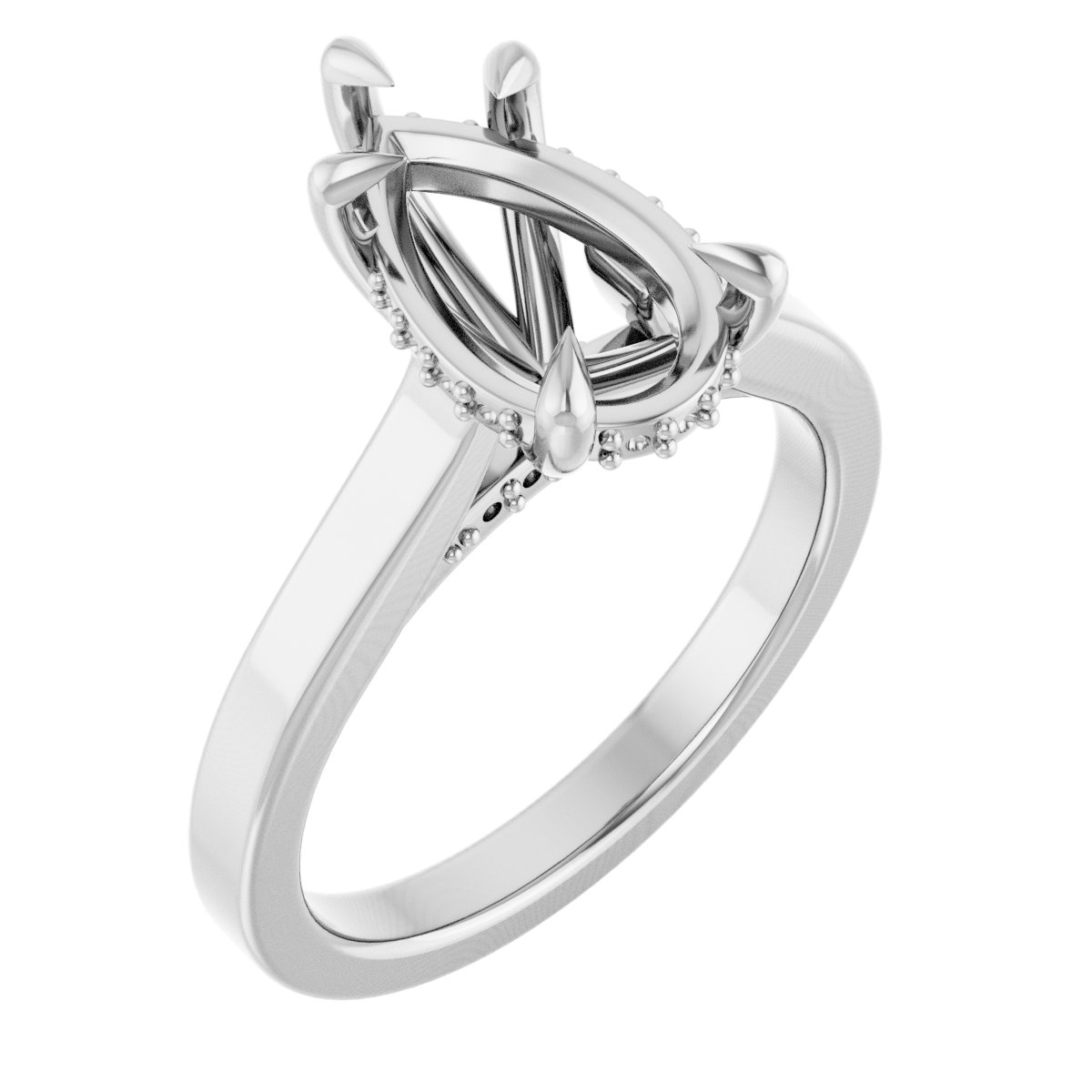 Claw-Prong Hidden Halo-Style Engagement Ring