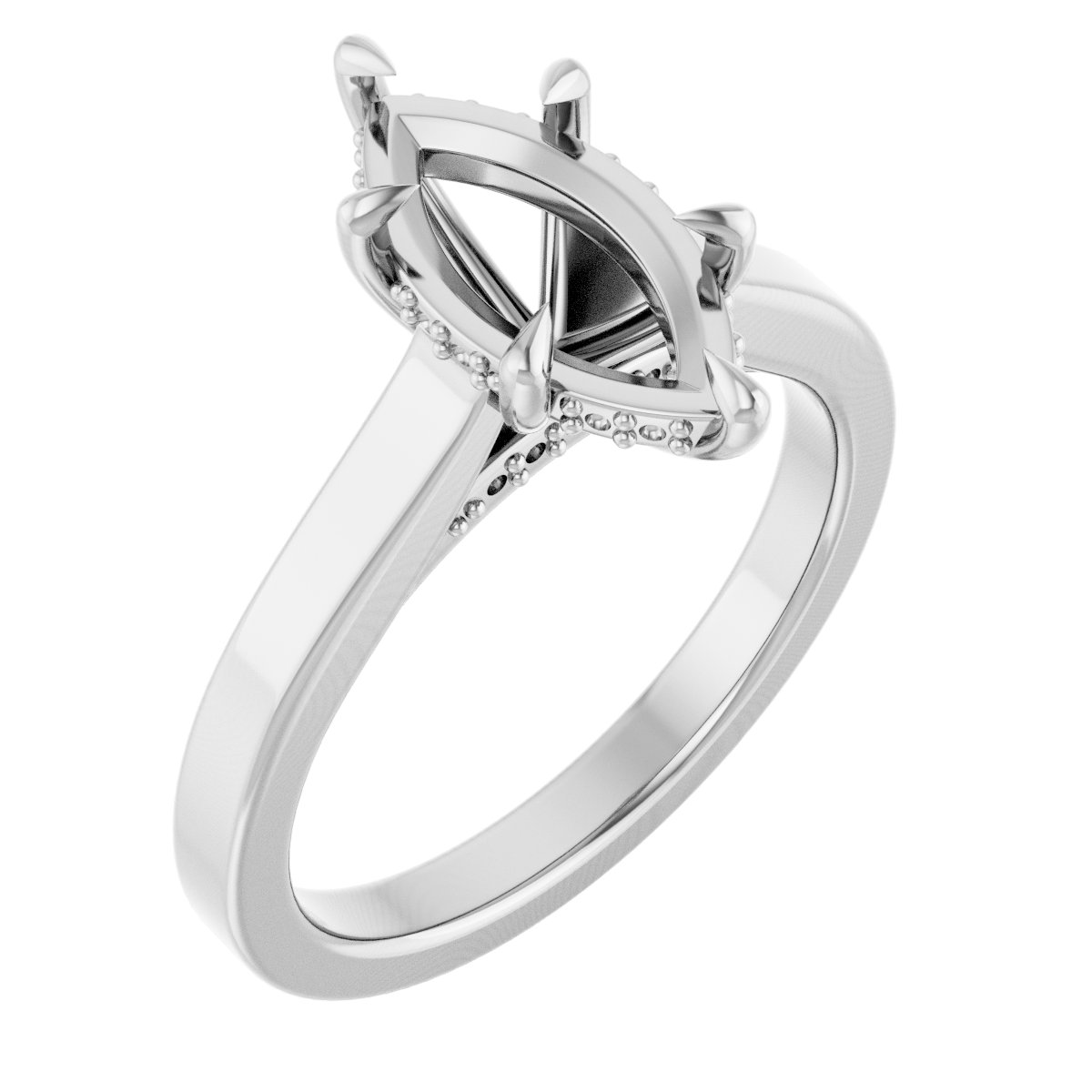 Claw-Prong Hidden Halo-Style Engagement Ring