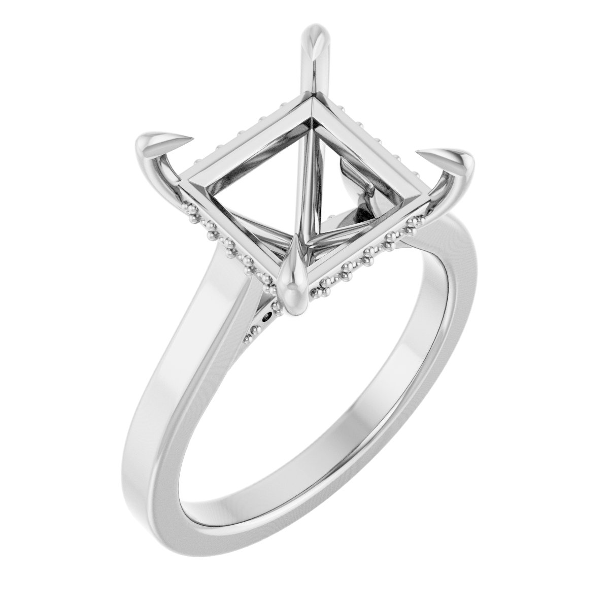 Claw-Prong Hidden Halo-Style Engagement Ring
