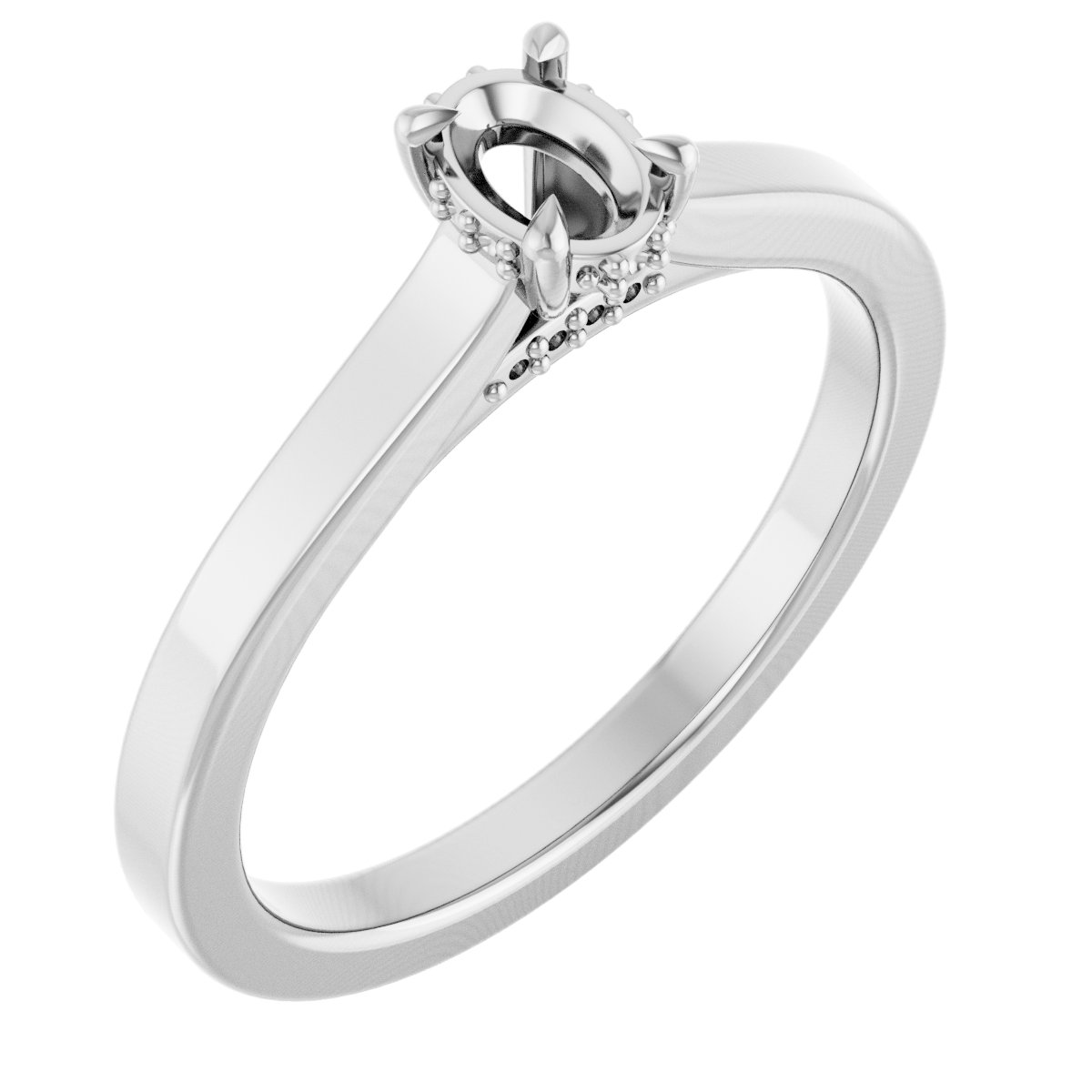 Claw-Prong Hidden Halo-Style Engagement Ring