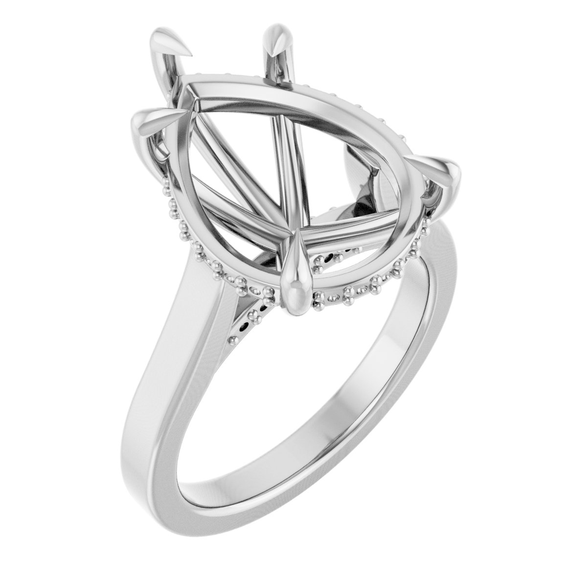 Claw-Prong Hidden Halo-Style Engagement Ring