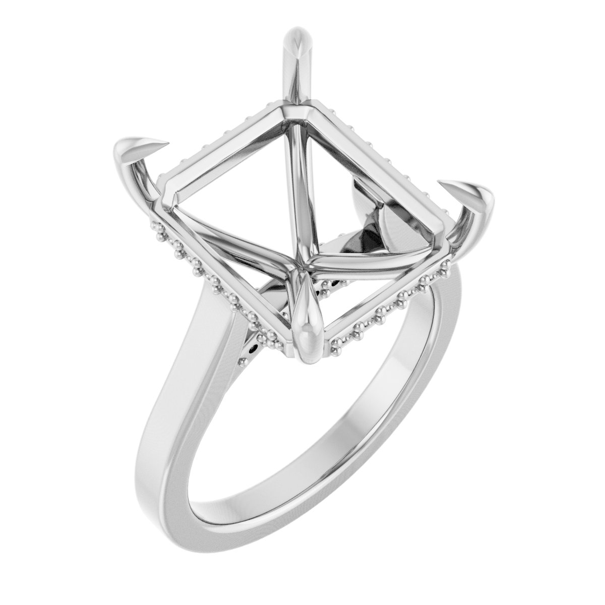 Claw-Prong Hidden Halo-Style Engagement Ring
