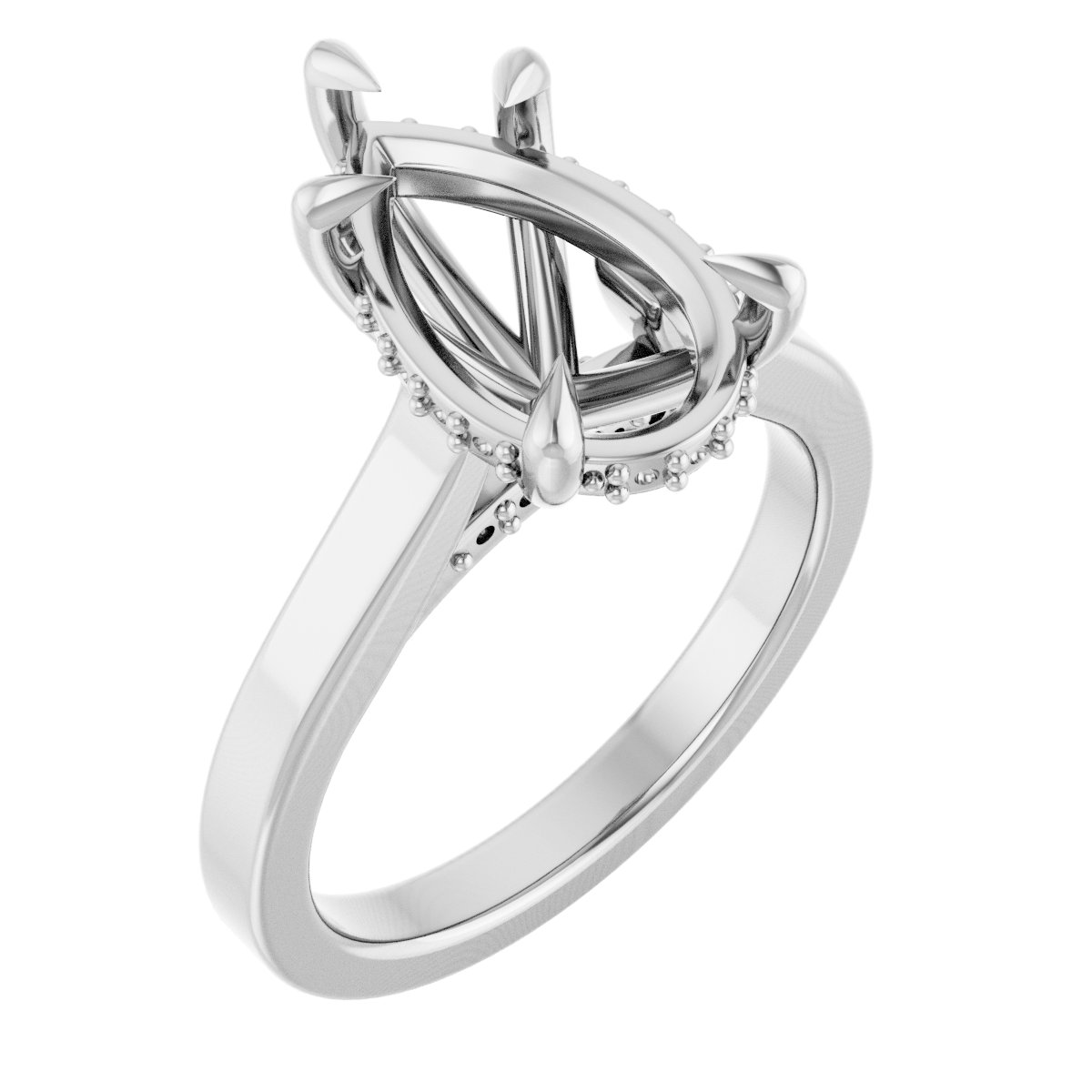 Claw-Prong Hidden Halo-Style Engagement Ring