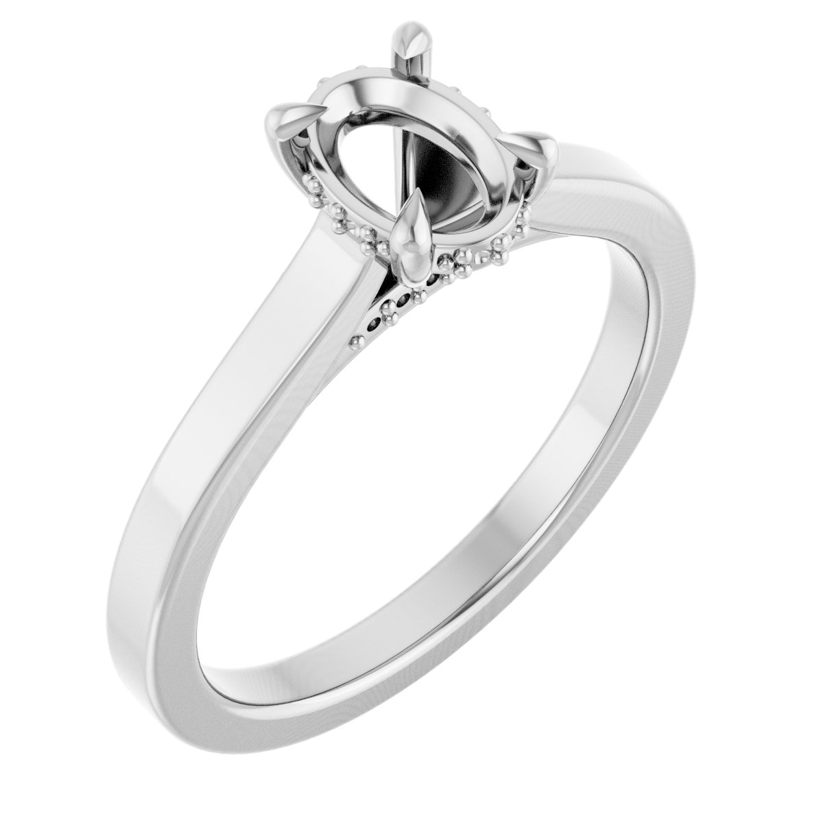 Claw-Prong Hidden Halo-Style Engagement Ring