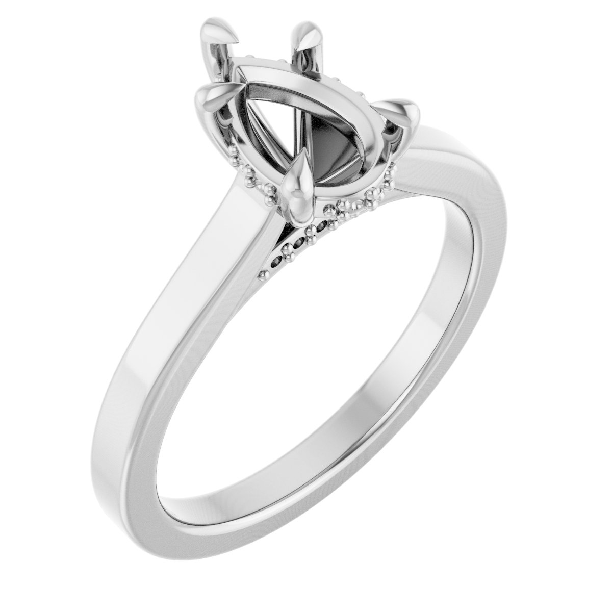 Claw-Prong Hidden Halo-Style Engagement Ring