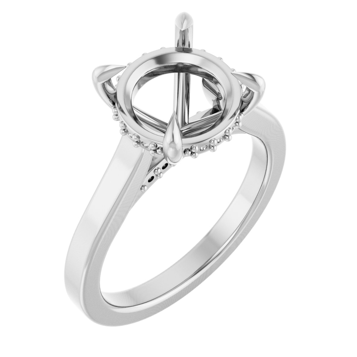 Claw-Prong Hidden Halo-Style Engagement Ring