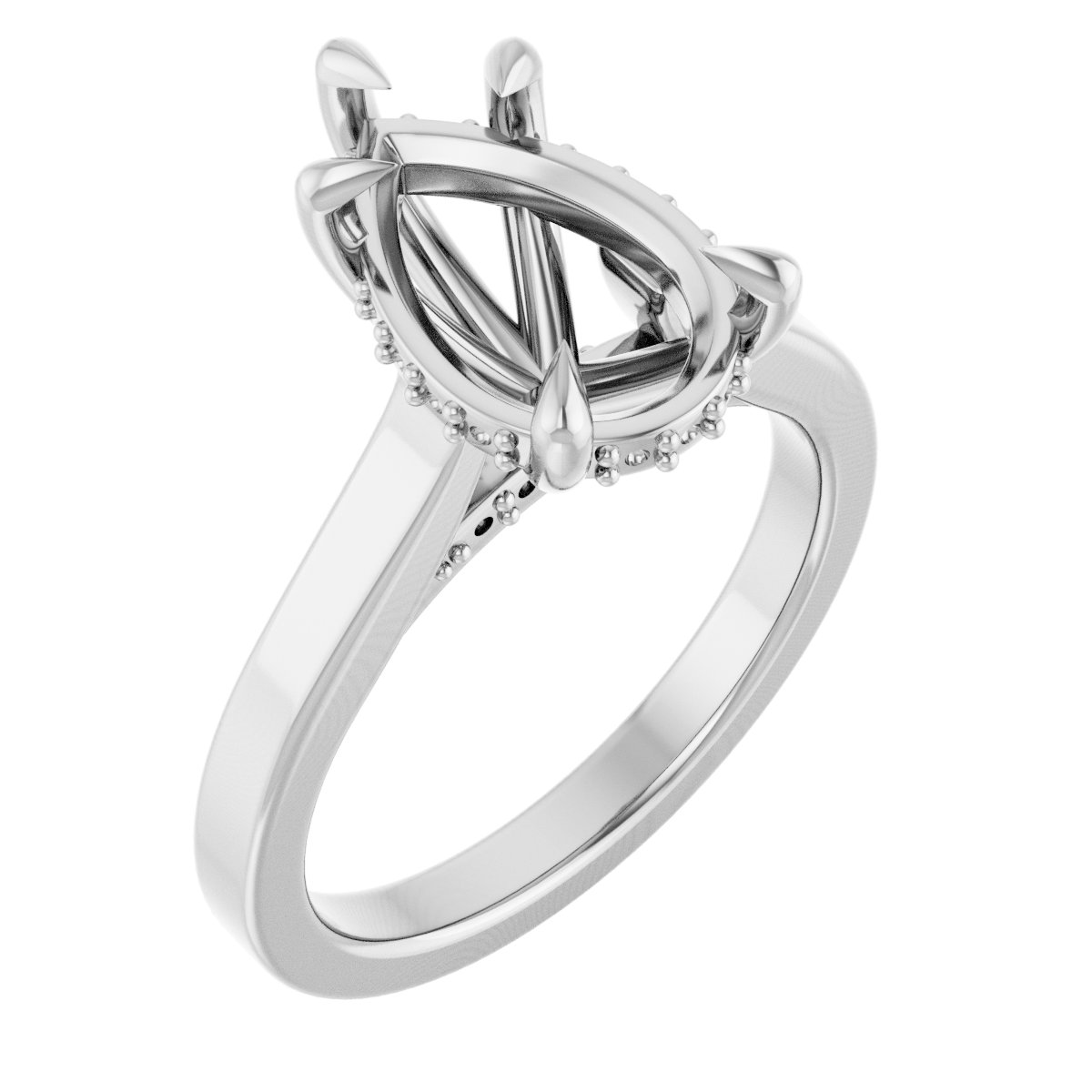 Claw-Prong Hidden Halo-Style Engagement Ring