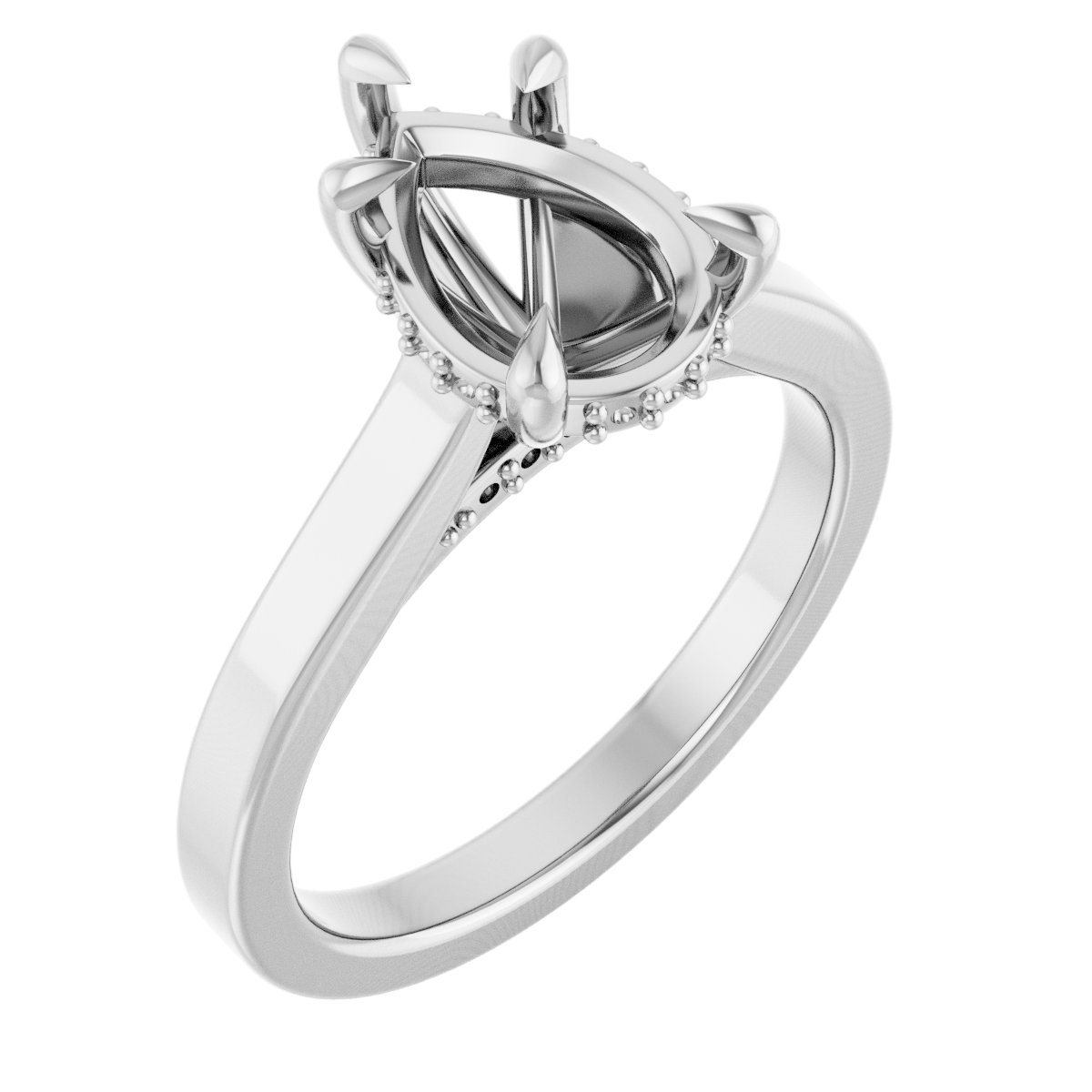 Claw-Prong Hidden Halo-Style Engagement Ring