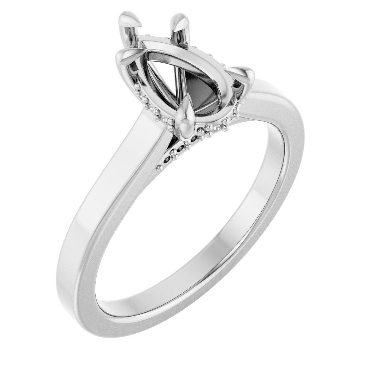 Claw-Prong Hidden Halo-Style Engagement Ring