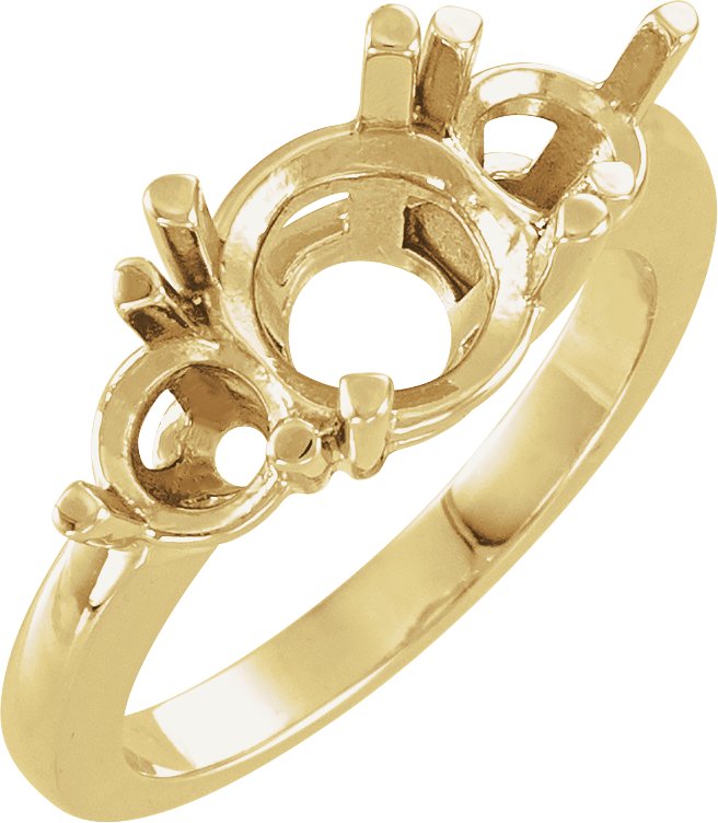 14K Yellow Open Shank for 7 mm Round Multi-Stone Setting 