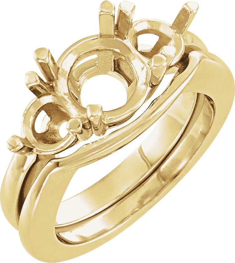 14K Yellow Gold Open Shank for 7 mm Round Multi-Stone Setting 