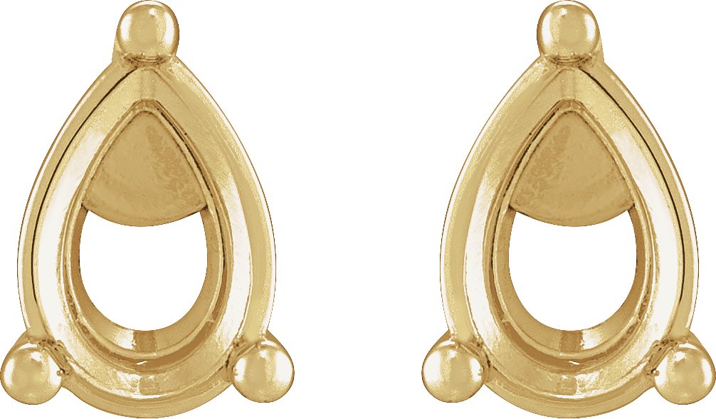 Pear 3-Prong Stud Earrings