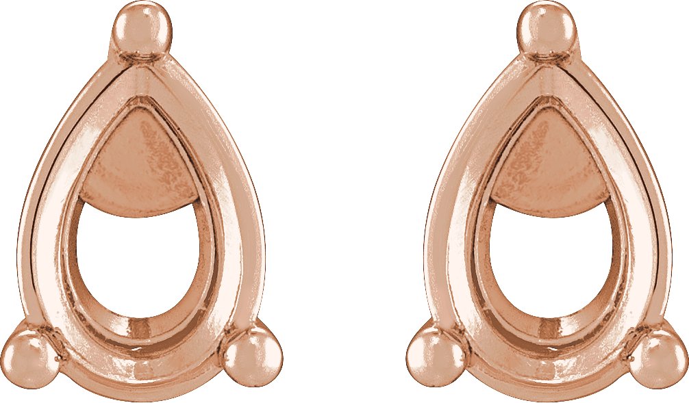 Pear 3-Prong Stud Earrings