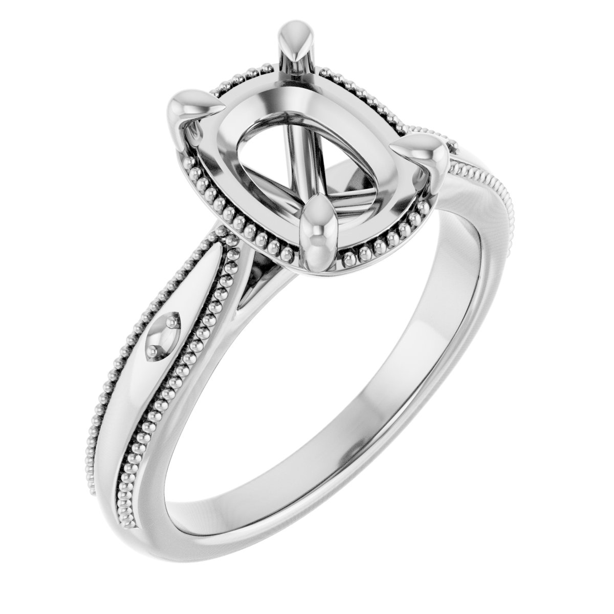 Claw-Prong Accented Milgrain Engagement Ring or Band