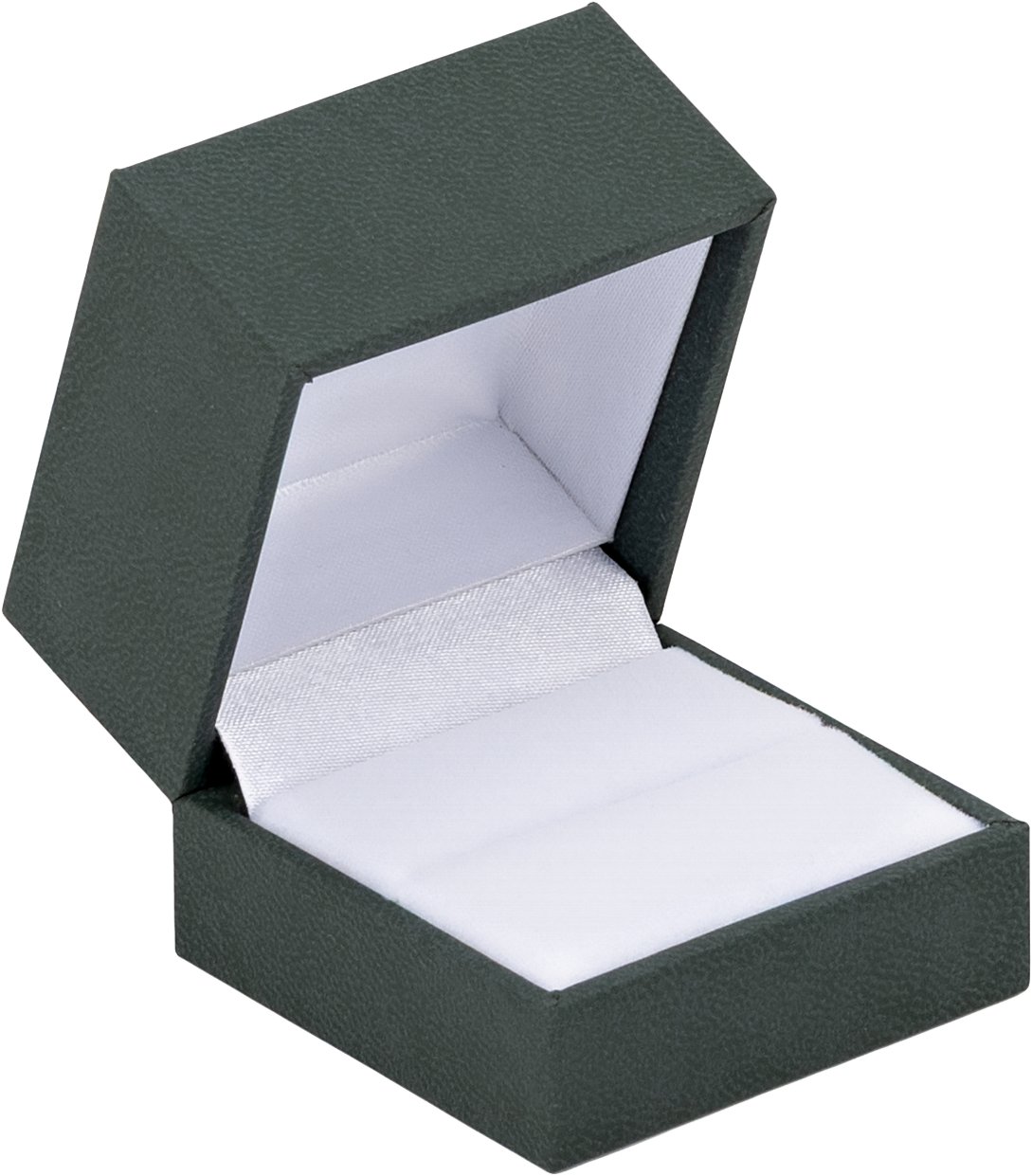 Linden Green Leatherette Ring Box with Velvet Insert