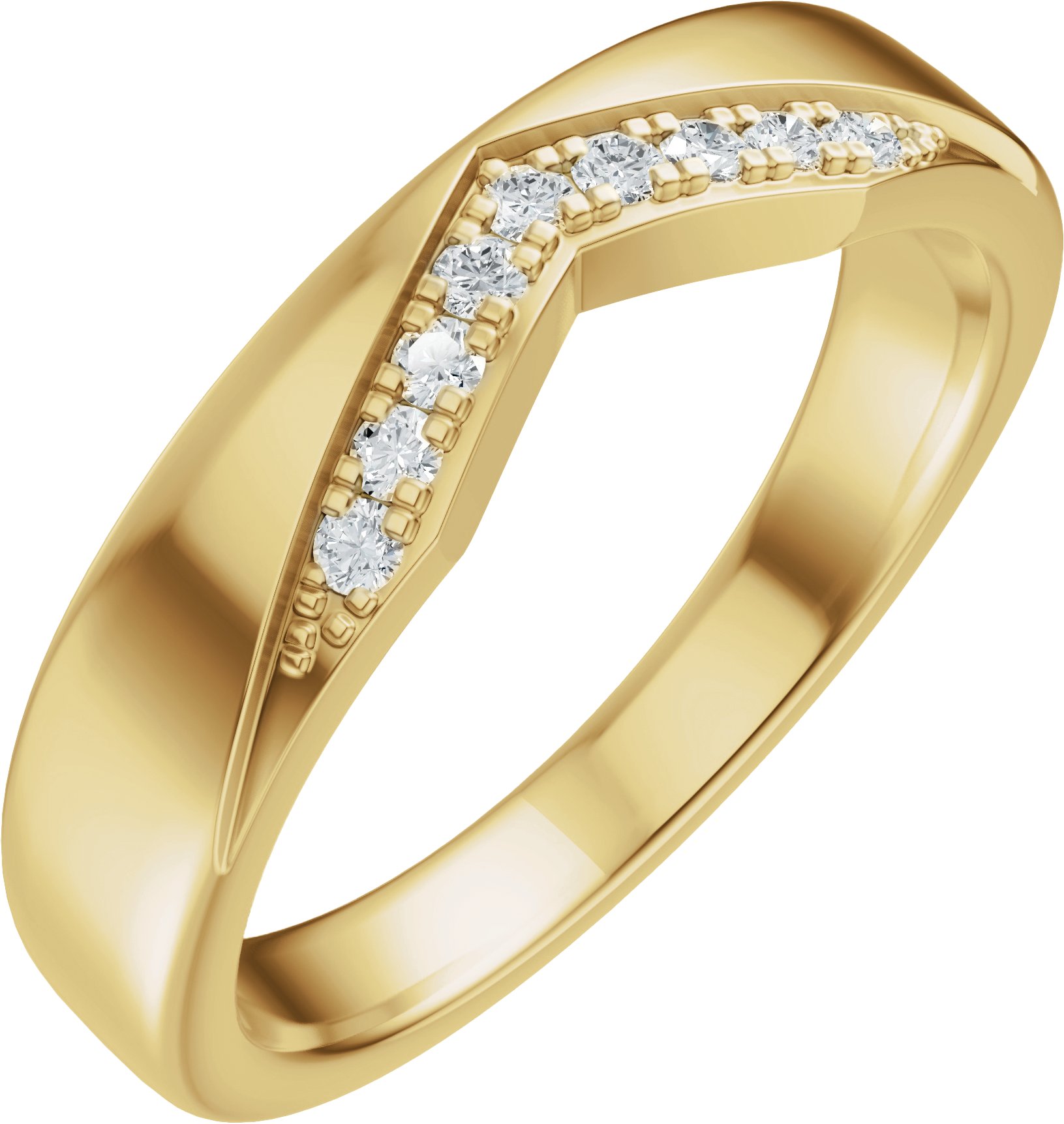 1/10 CTW Natural Diamond Contour Band – 14K Yellow Gold