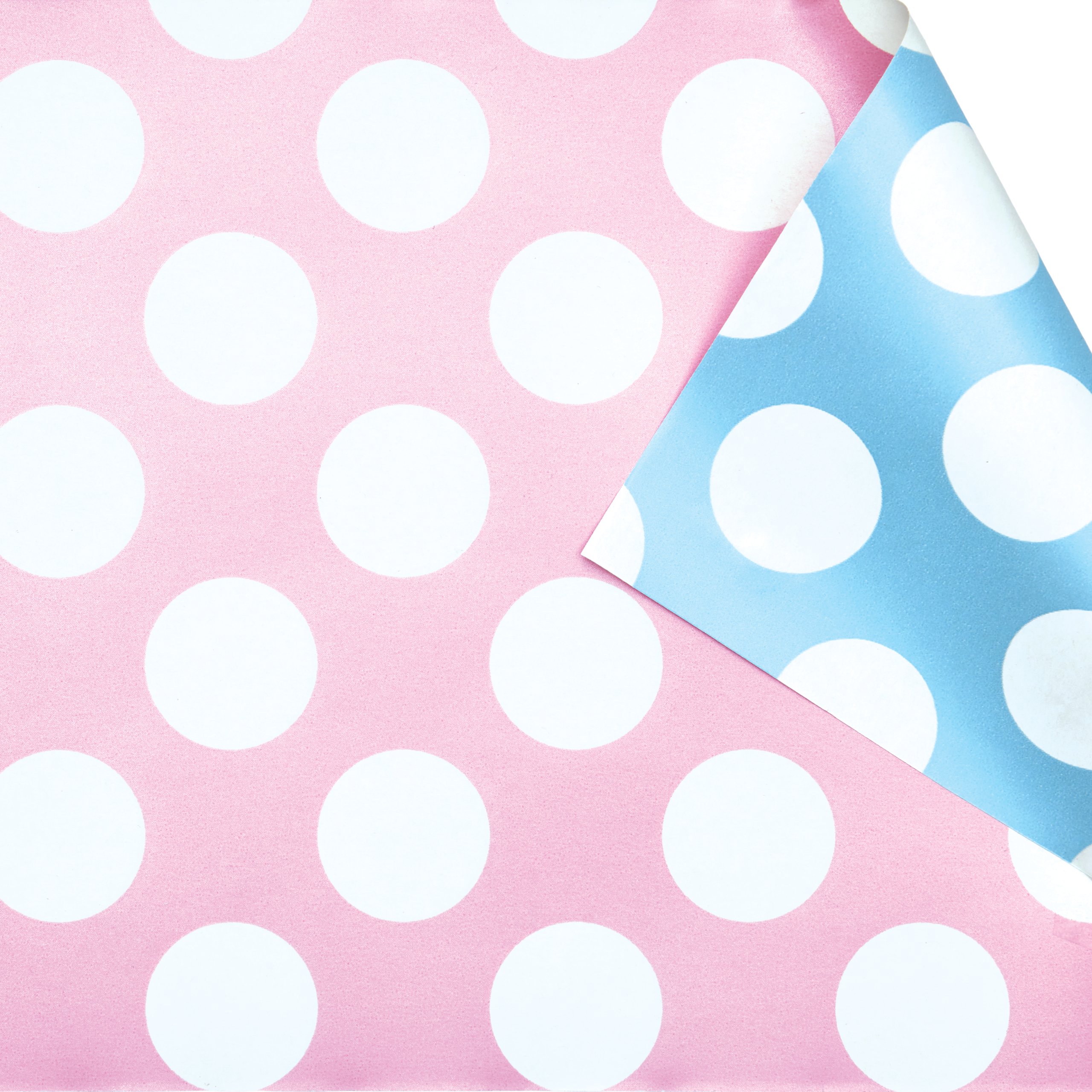 Pink & Blue Polka Dot Double-Sided Wrapping Paper