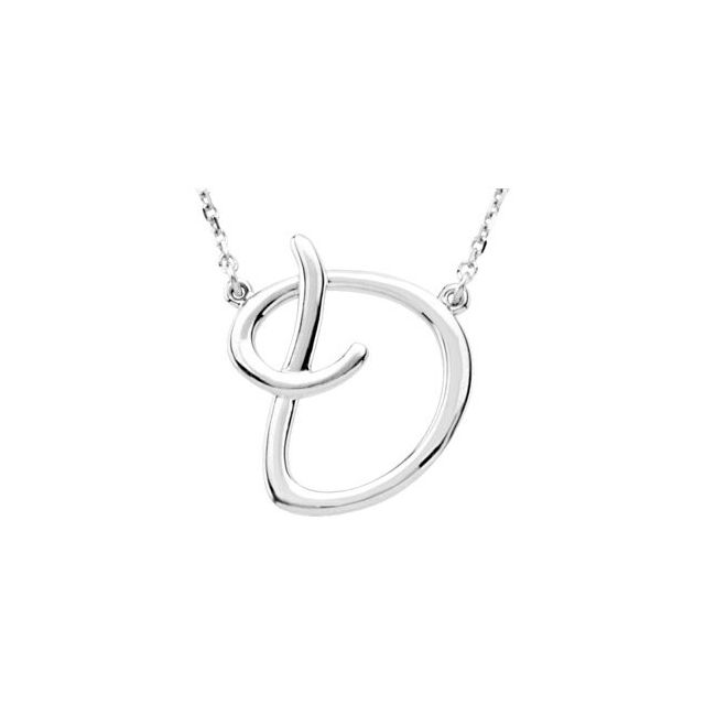 Sterling Silver Script Initial D 16 Necklace