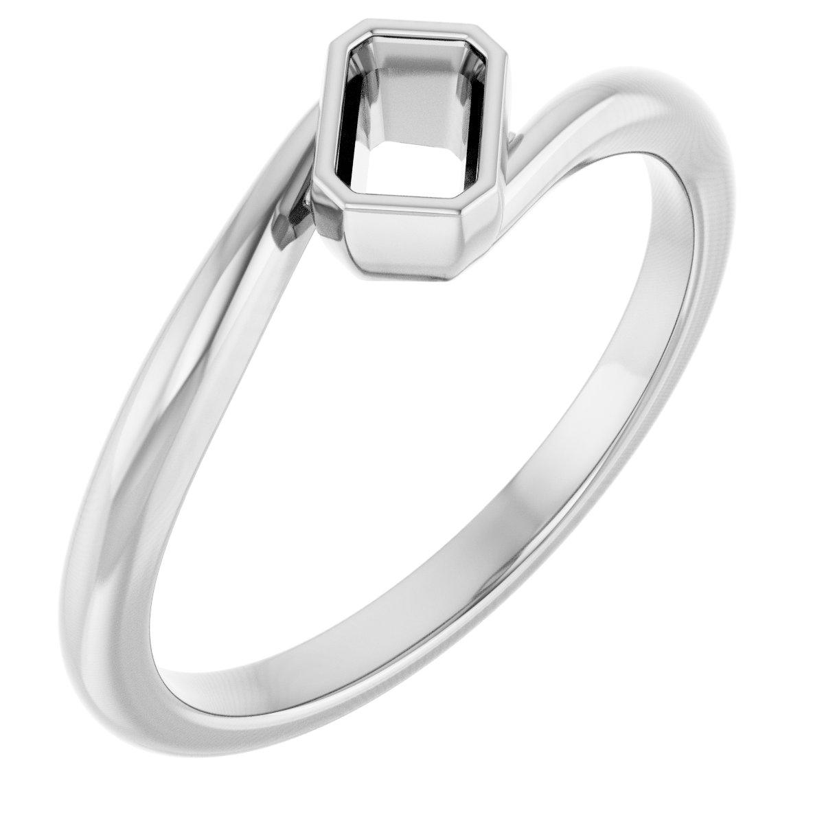Bezel-Set Solitaire Bypass Ring