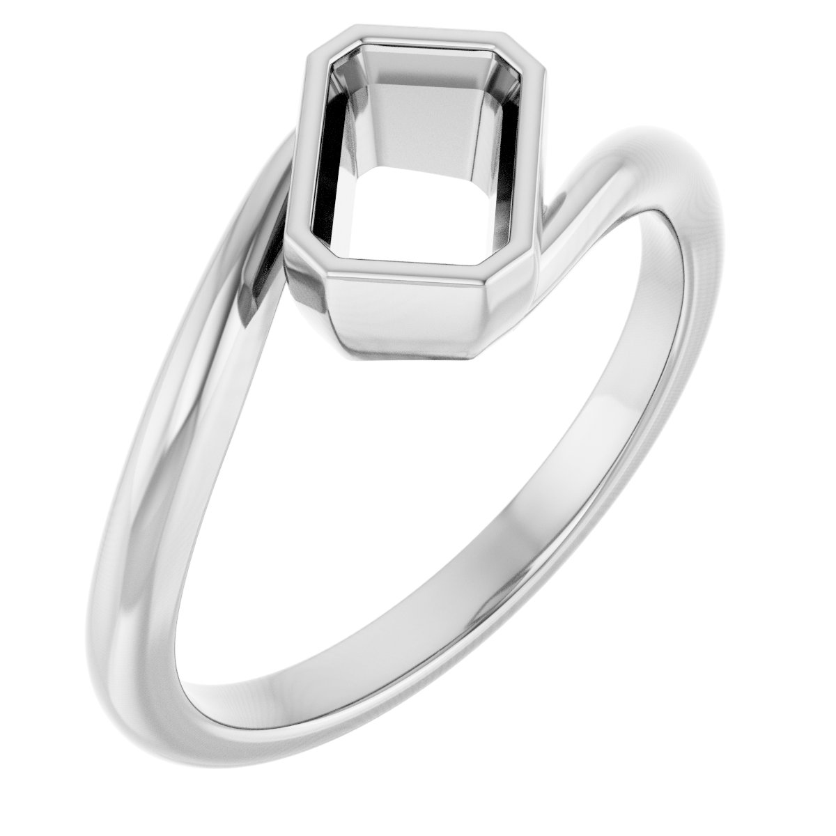 Bezel-Set Solitaire Bypass Ring