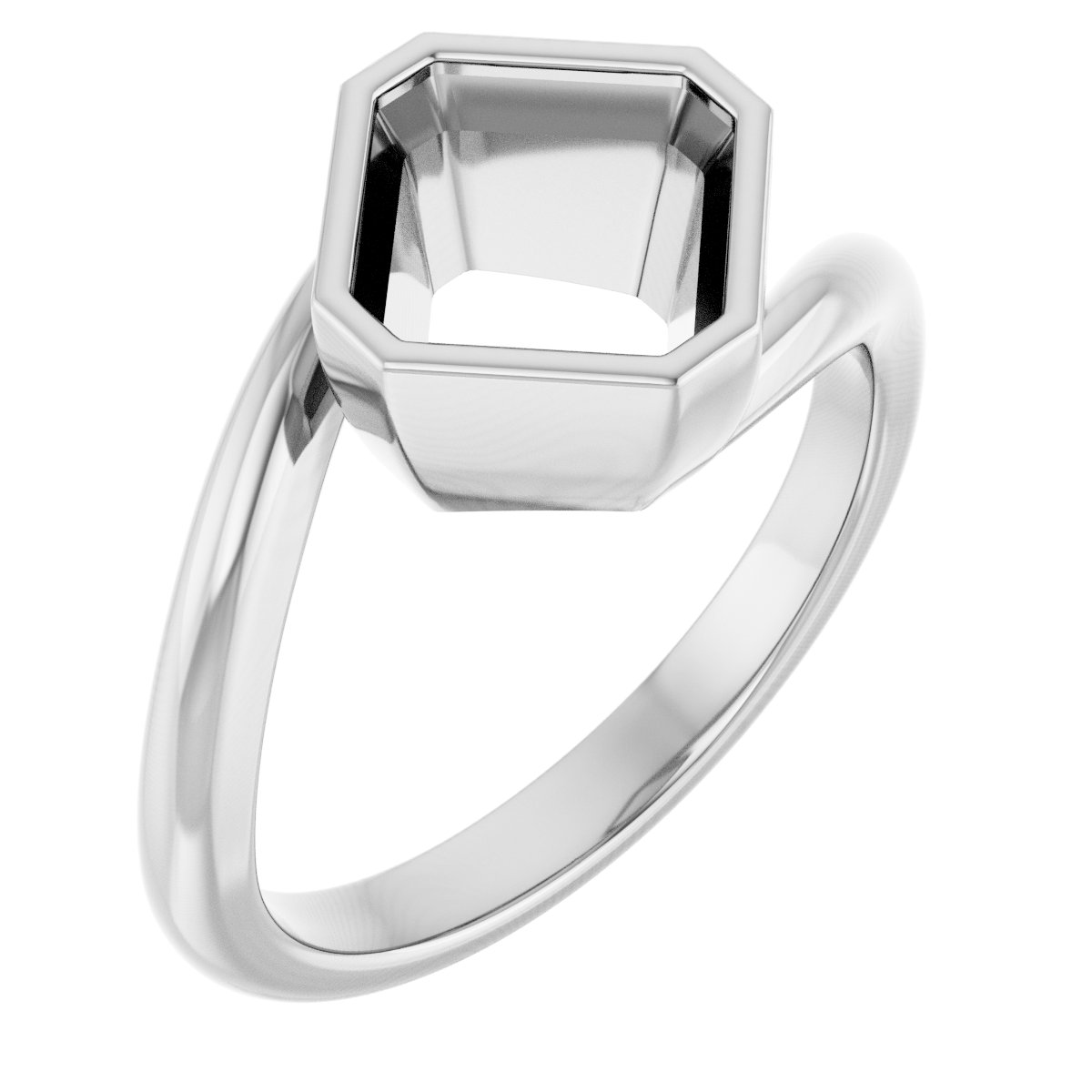 Bezel-Set Solitaire Bypass Ring