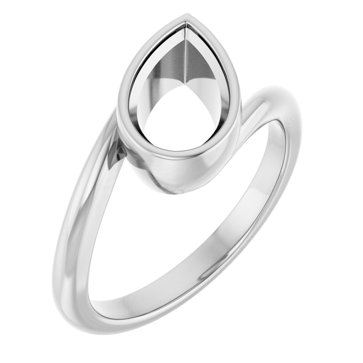 Bezel-Set Solitaire Bypass Ring