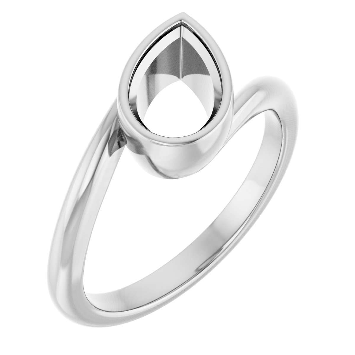 Bezel-Set Solitaire Bypass Ring