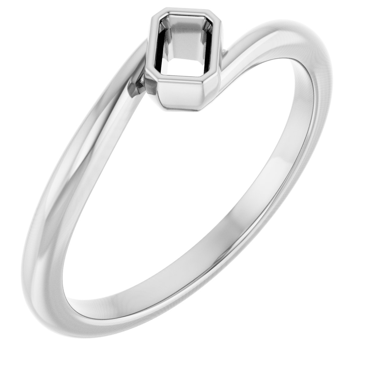 Bezel-Set Solitaire Bypass Ring