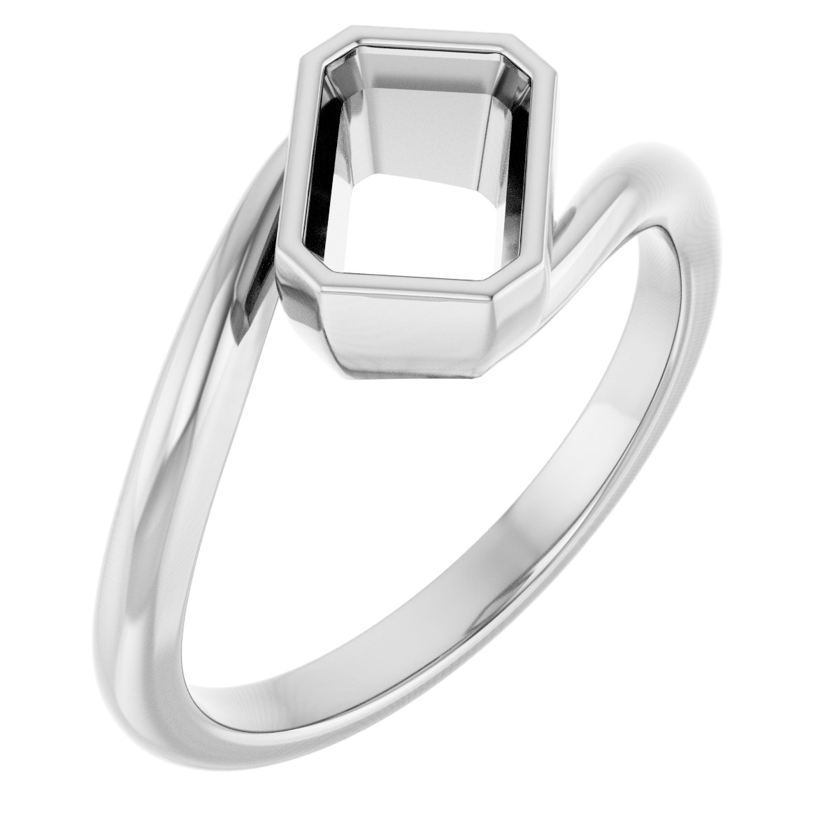 Bezel-Set Solitaire Bypass Ring